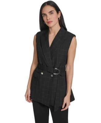 Women's Windowpane Tie-Waist Vest