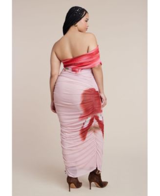 Women's Asym Mesh Shirred Dress