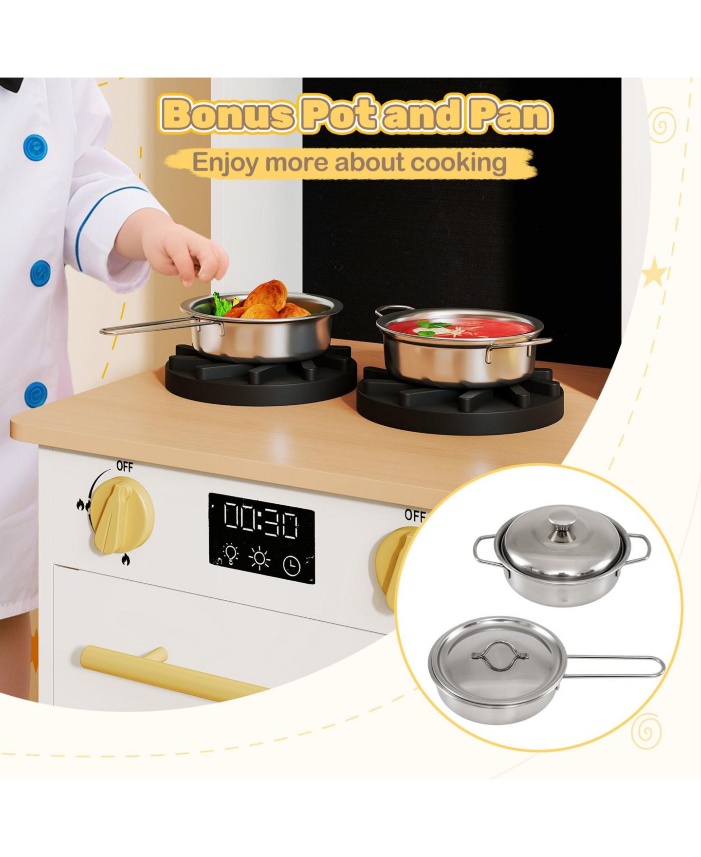 Детский игровой набор Mecale Lights-and-Sounds Kitchen Playset, Ages 3+, цвет: Белый — фото 6