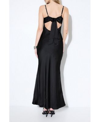 Women's Premium Satin Bow Bridesmaid Dress