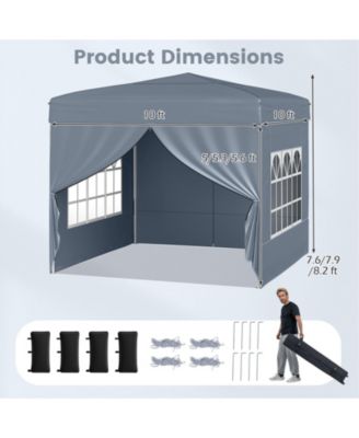 10x10 ft Pop-Up Canopy Tent Outdoor Patio Shelter with 4 Sidewalls