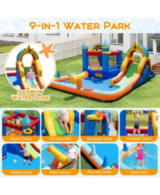 Inflatable Water Slide Park Bounce Castle with Climbing Wall, Blower
