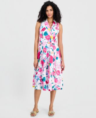 Women's Notch Collar Sleeveless Wrap Dress