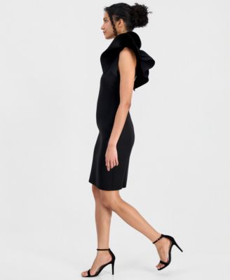 Women's One-Shoulder Asymmetrical Ruffle-Detail Sheath Dress