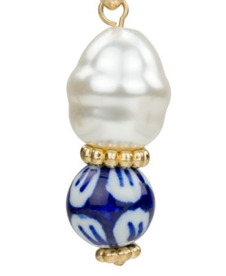 Gold-Tone Plated Baroque Mother of Pearl Drop Earrings