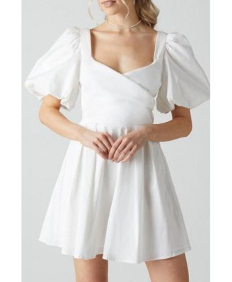 Women's Puff Sleeve Mini Wedding Dress