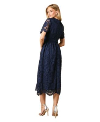 Women's Occasion Lace Collared Midi Dress