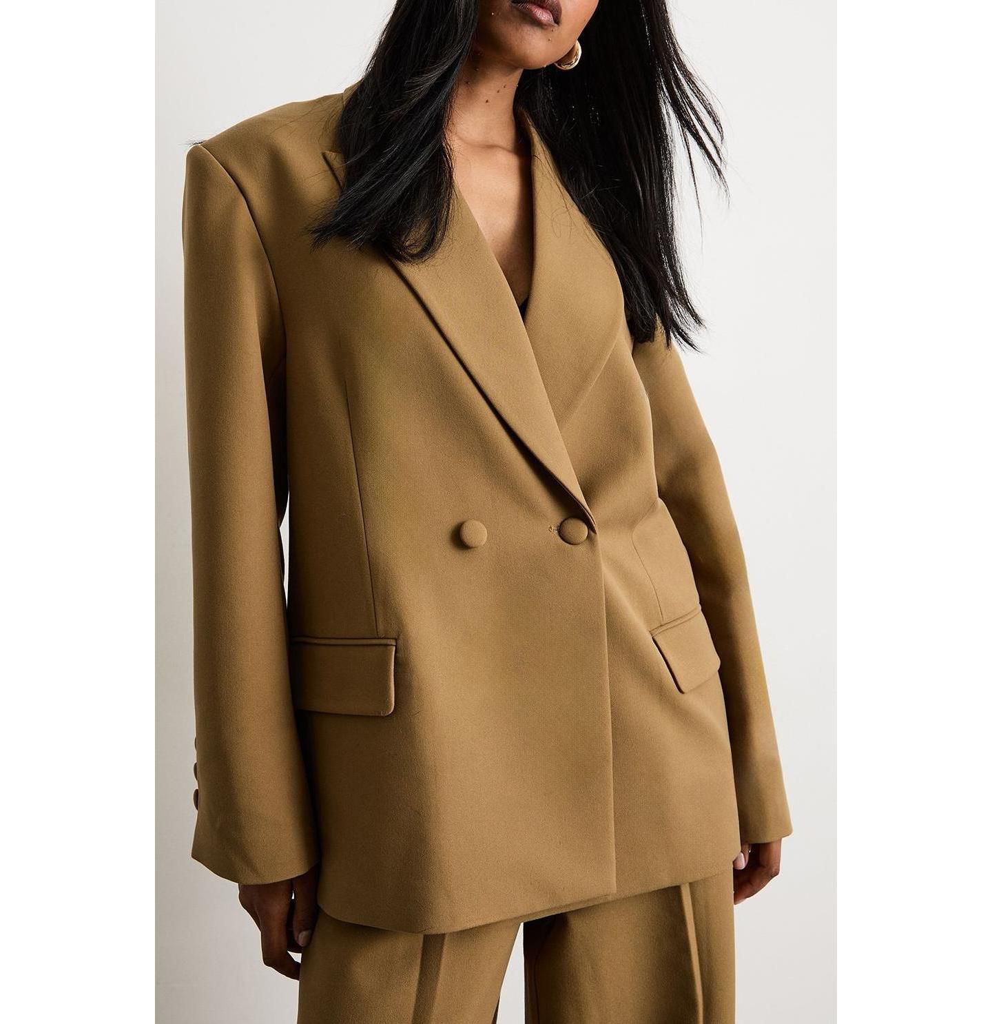 Женский пиджак Warehouse The Premium Oversized Tailored Blazer, цвет: Бежевый — фото 5