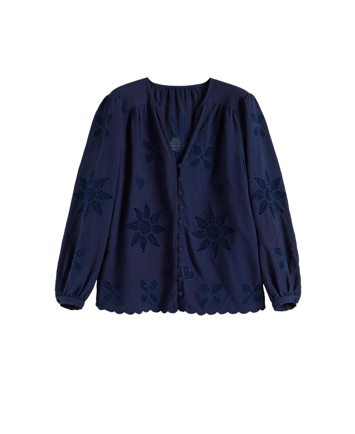 Женская блузка Chinti & Parker Linen-Blend Broderie, цвет: Синий — фото 4