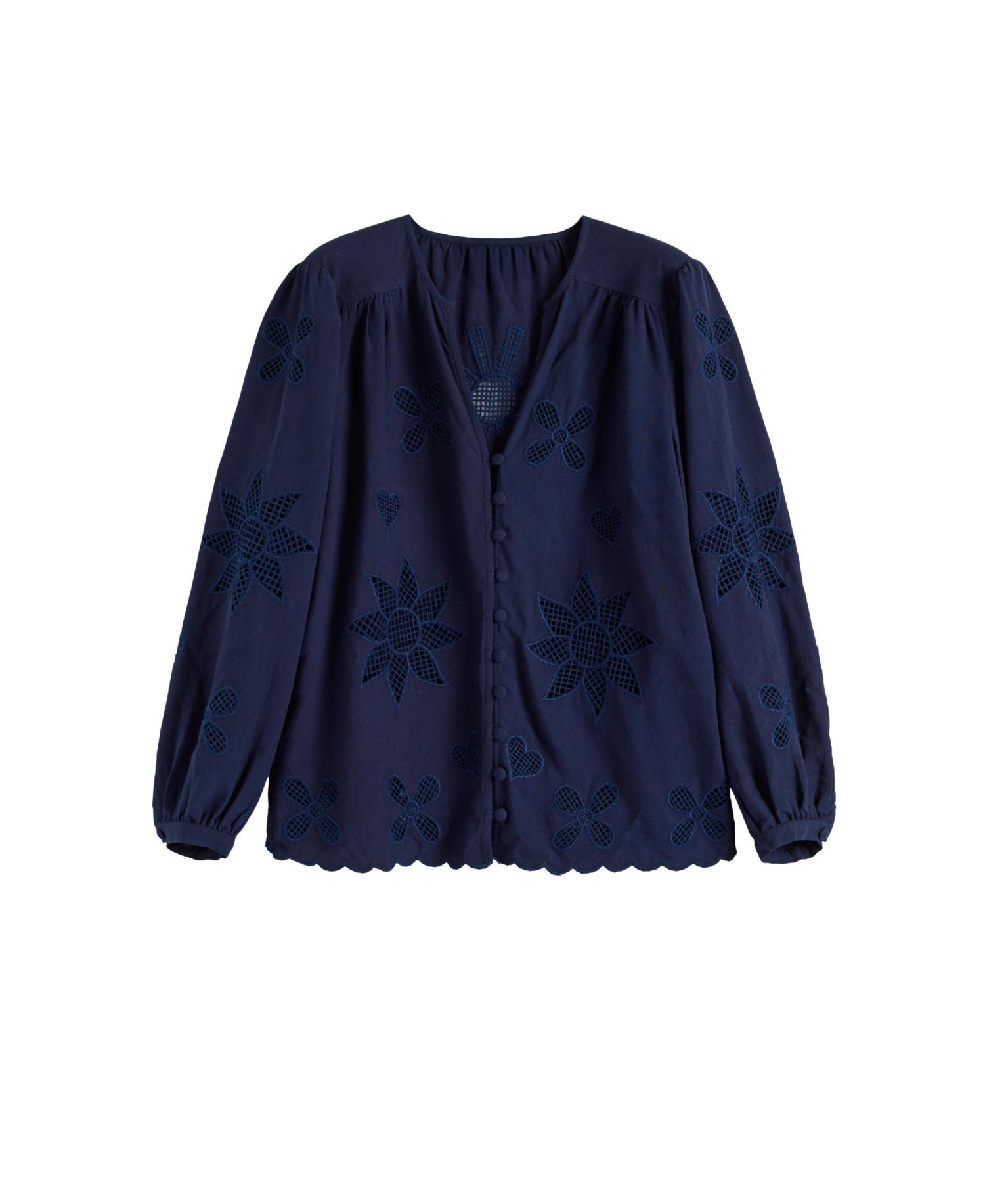 Women's Chinti and Parker Linen-Blend Broderie Blouse