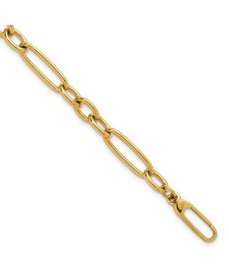 Solid 18k Yellow Gold Italian 7.5 Inch 6.4mm Oval and Paperclip Link Bracelet