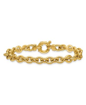 Solid 18k Yellow Gold Italian 7.5 Inch 7mm Large Rolo Link Toggle Bracelet