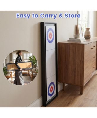 2-in-1 Portable Shuffleboard & Curling Game, Reversible Tabletop
