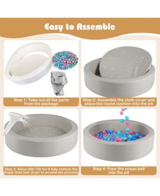 42.5-Inch Round Foam Ball Pit for Toddlers with Sponge Filling, Washable Cover