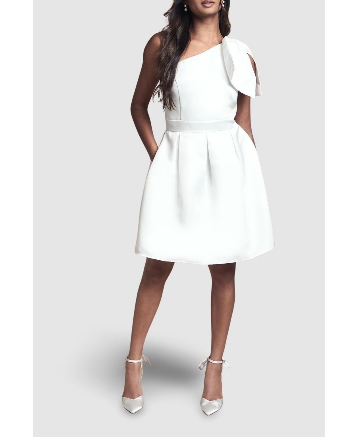 Coast Women's One Shoulder Bow Bridal Mini Dress