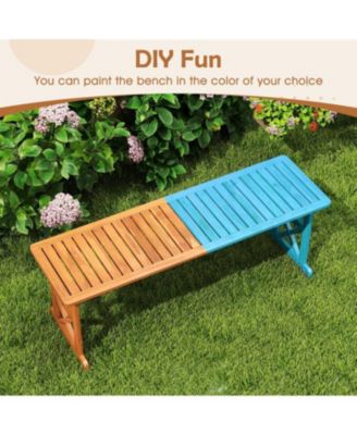 Outdoor 51 Inch Acacia Wood Bench with Slatted Seat, 800 lbs