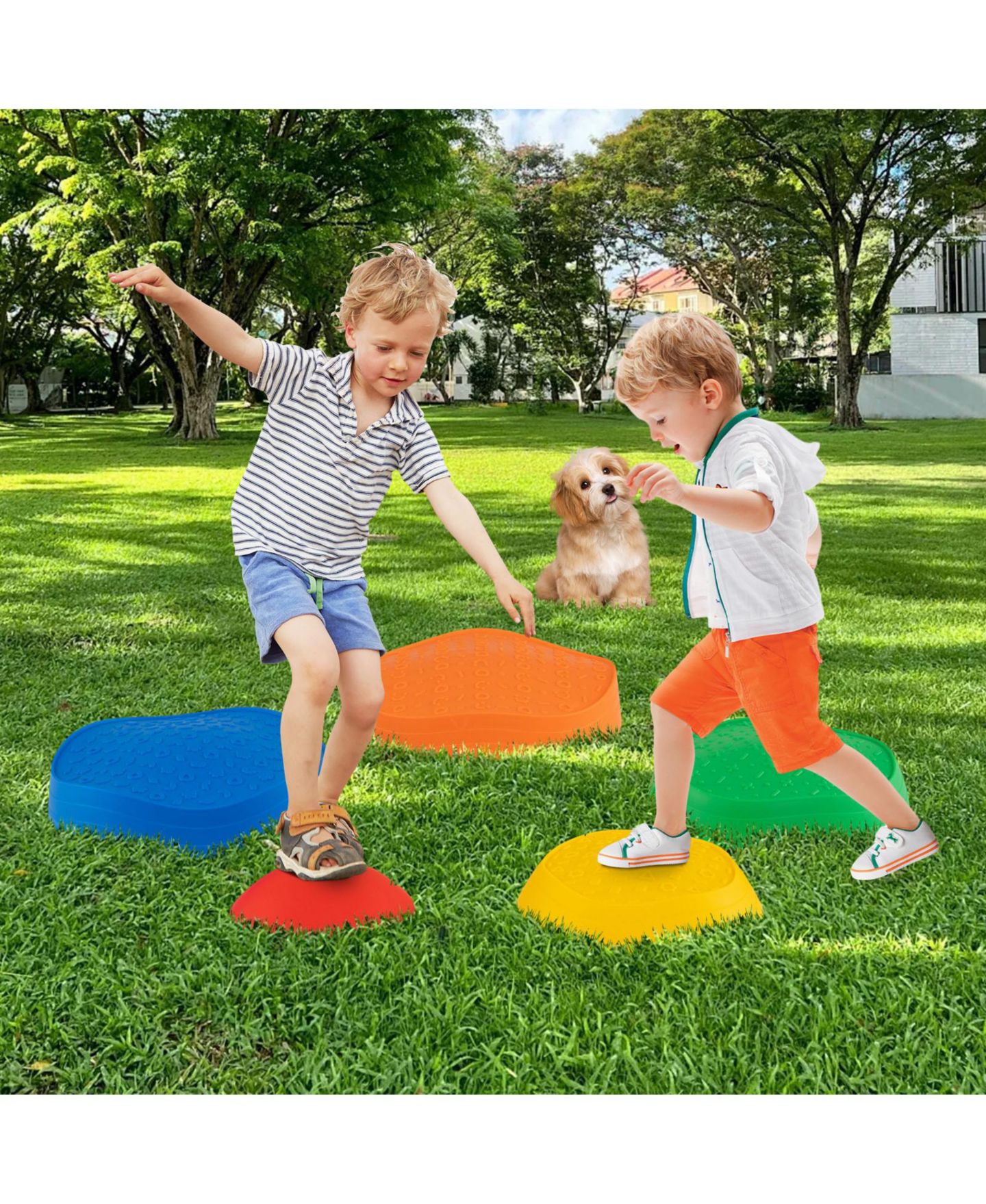 Детские игрушки Mecale 5-Piece Non-Slip Balance Stepping Stones, Ages 3+, цвет: Синий — фото 3