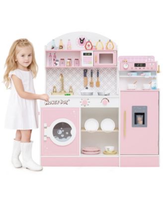 Kids Wooden Kitchen Set with Coffee Maker and Accessories, Play