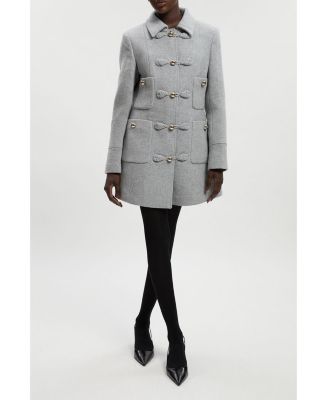 Women's Sculpted Midi Knot-Front Occasion Coat