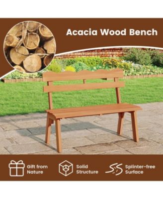 Heavy-Duty 800 lb Capacity Acacia Wood Outdoor Garden Bench