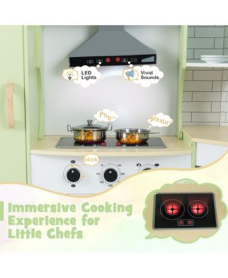 Corner Kids Play Kitchen with Washing Machine & Ice Maker, Pretend Play Gift for Boys & Girls