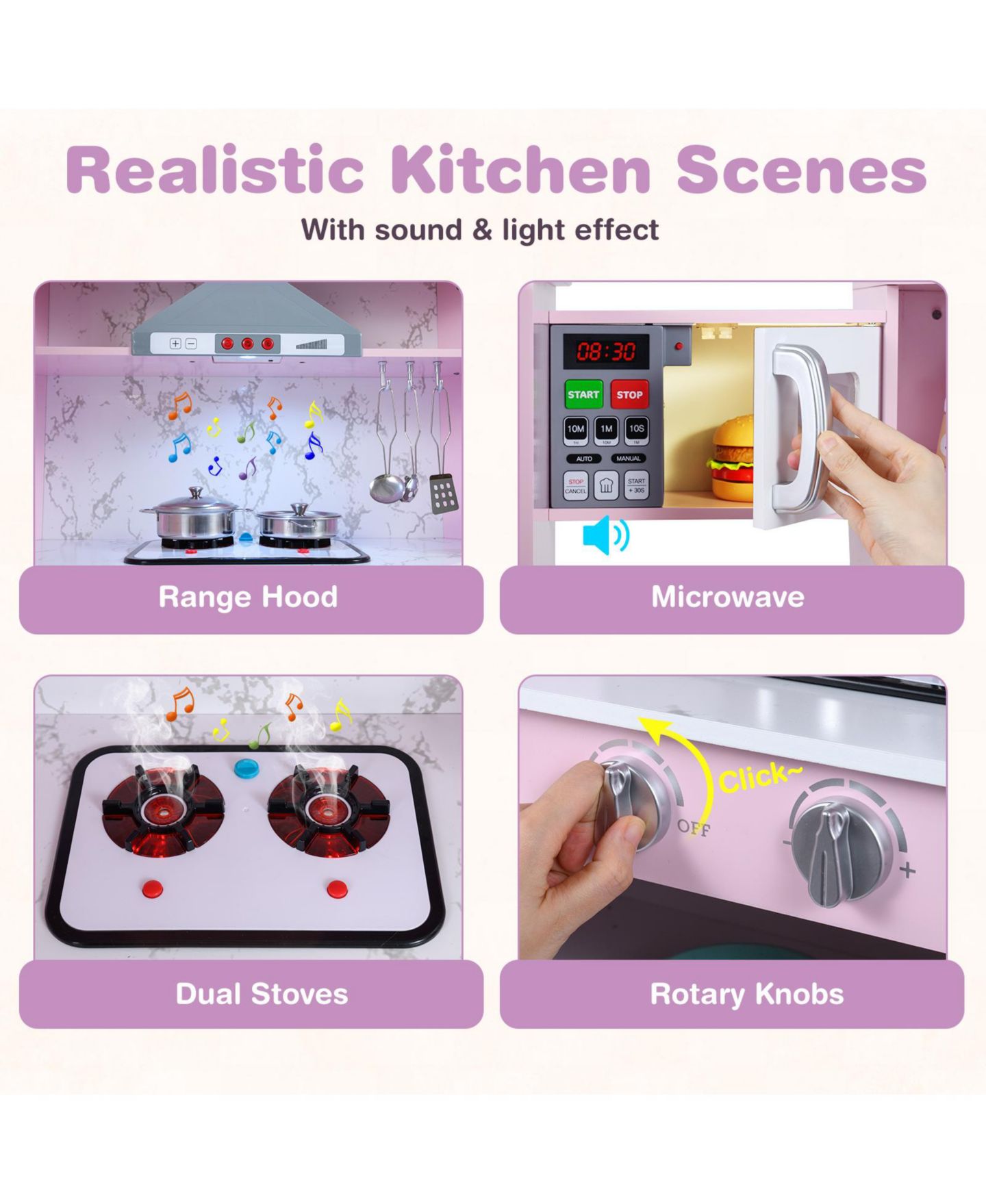 Детский игровой набор Mecale Separate Washing Basin Kids Corner Kitchen Playset, Ages 3+, цвет: Розовый — фото 5