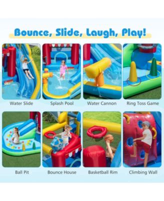Inflatable Water Park with Splash Pool & Water Cannon, No Blower Included