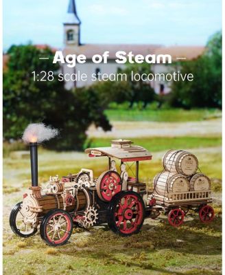 3D Puzzle Adults 469pcs Electric Vintage Car Steam Engine Model Kits, Mechanical Wooden Assembly Puzzles Vehicle DIY Hobbies Christmas Gifts