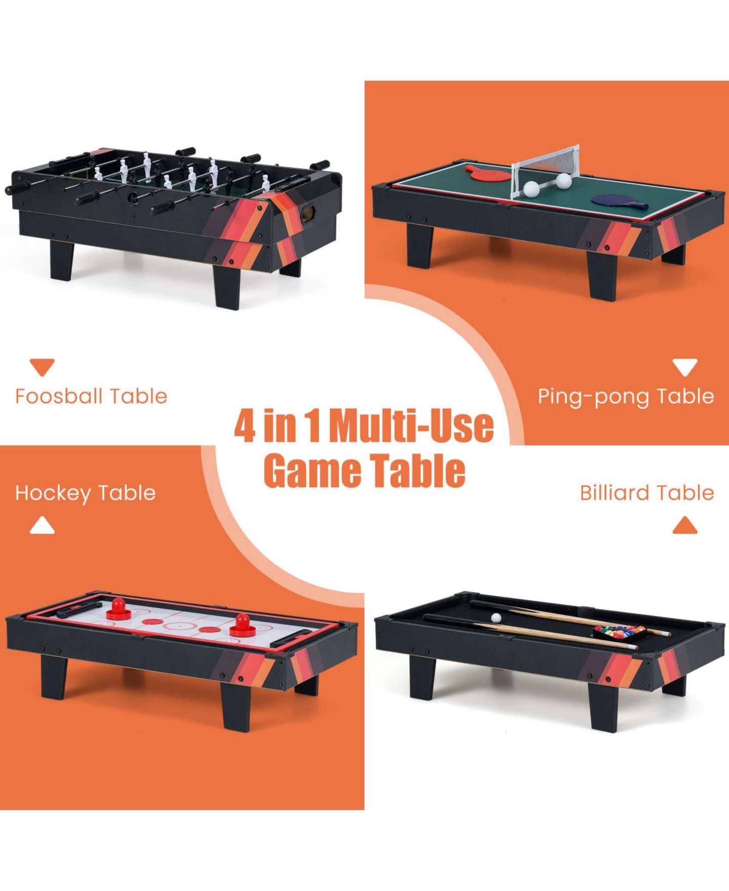 Детские игрушки Mecale 4-in-1 Multi-Game Table Set, Ages 8+, цвет: Чёрный — фото 4