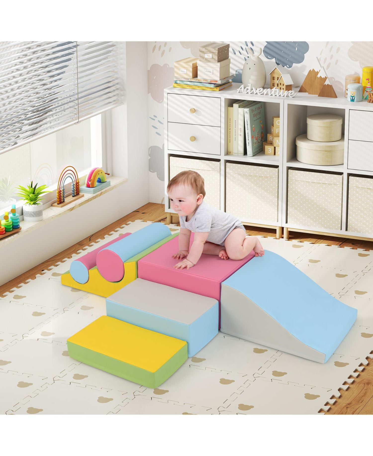 7-Piece Foam Climbing Blocks Soft Play Set for Toddlers and Crawling Babies