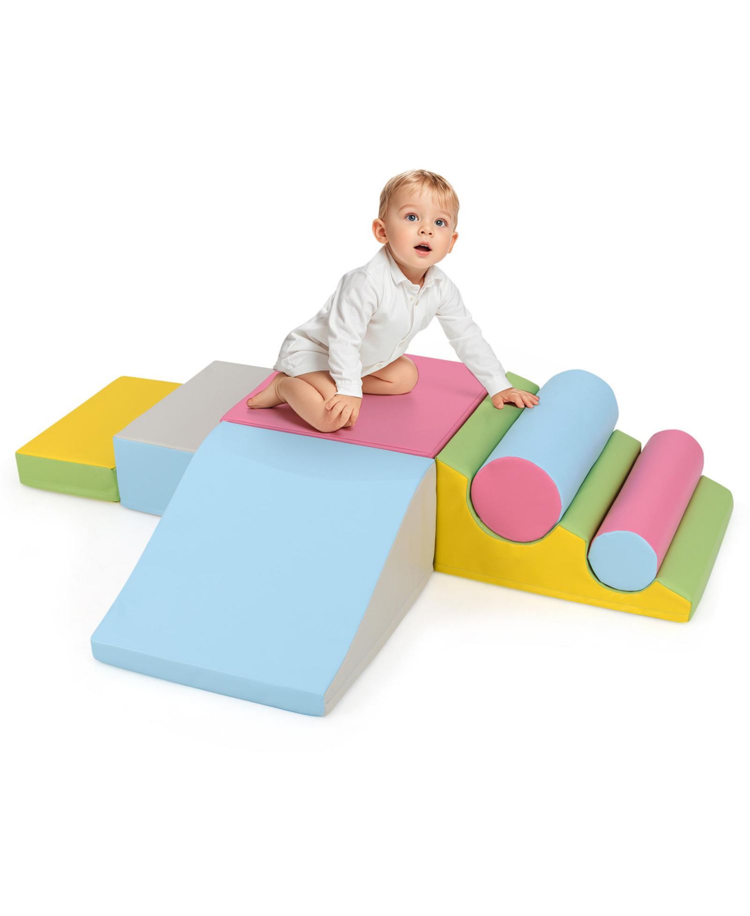 7-Piece Foam Climbing Blocks Soft Play Set for Toddlers and Crawling Babies