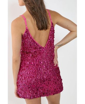 Women's Cluster Sequin Plunge Mini Dress