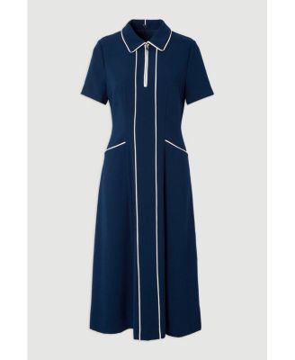 Women's Tailored Zip-Collar Midi Dress