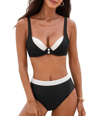 Women's V-Neck Adjustable Straps Bikini Set