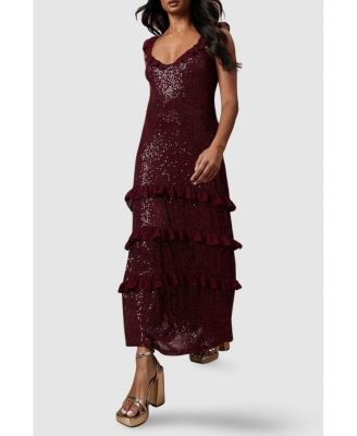 Women's Occasion Sequin Ruffle Midaxi Dress