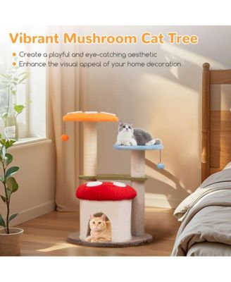 35" Cat Tower with Sisal Scratching Posts, Condo & Padded Platforms, Indoor Cat Tree