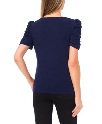 Women's V-Neck Puff-Sleeve Top