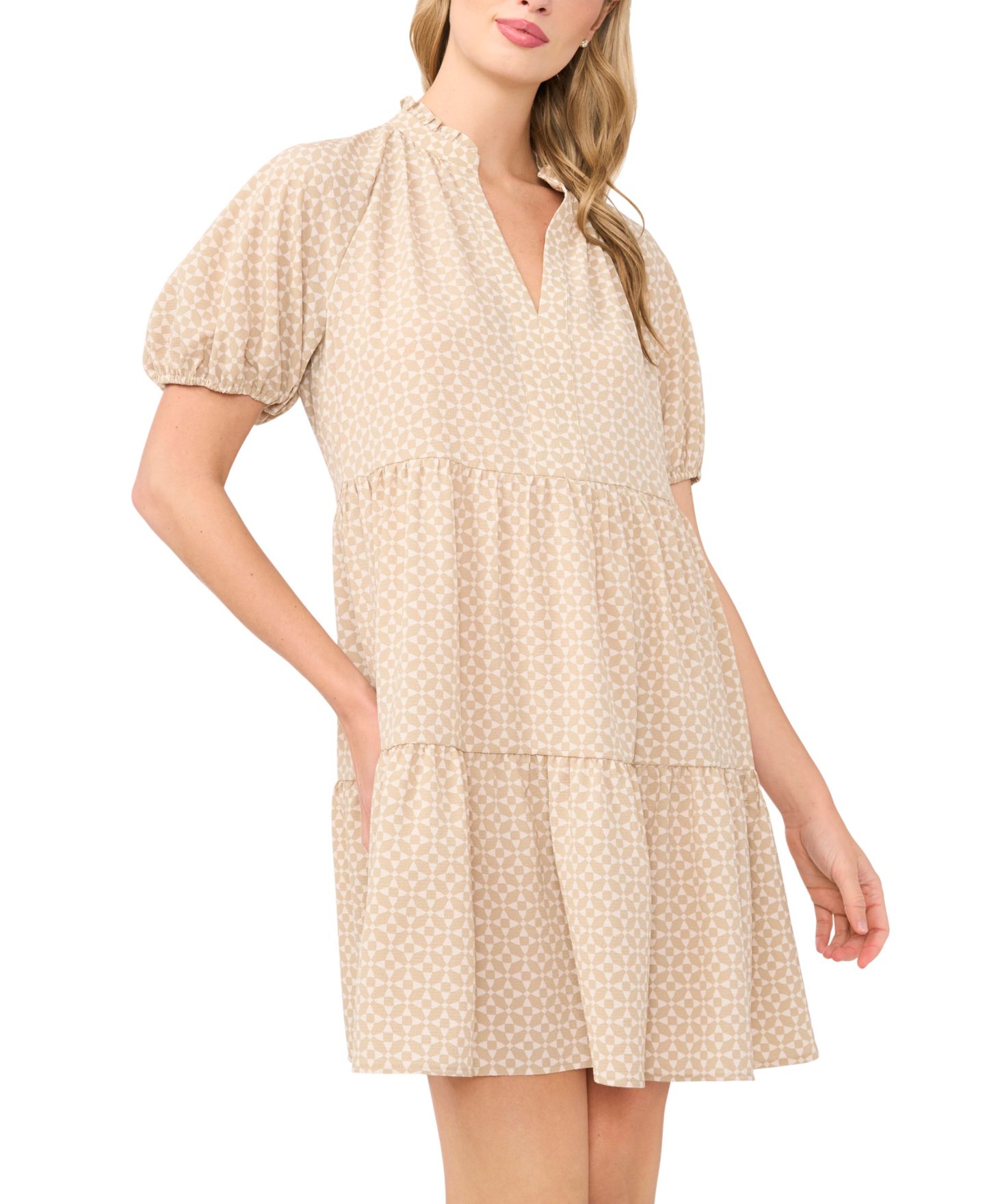 Женское платье CeCe Short-Sleeve V-Neck Babydoll, цвет: Берёзовый — фото 3