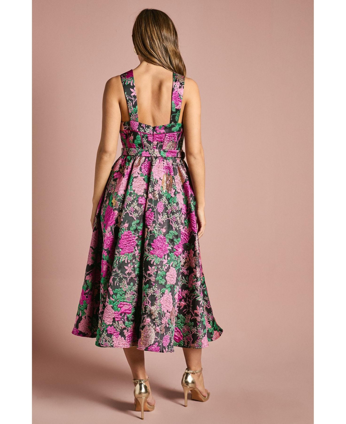 Coast Women's Corset Jacquard Midi Dress