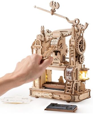 Printing Press Wooden Puzzle, 3D Puzzles for Adults and Teens, Mechanical Wooden Model to Build, Toy House Warming Birthday
