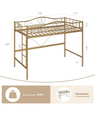 Loft Bed Twin Size, 400 Lbs Heavy Duty Metal Twin Loft Bed with Ladder & Safety Guardrail, Space-Saving, Noise Free, No Box Spring Needed