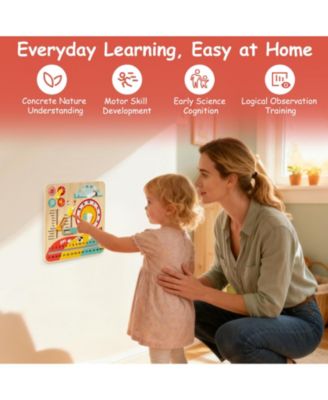 Montessori Wooden Learning Clock Toy for Toddlers, Seasons Theme