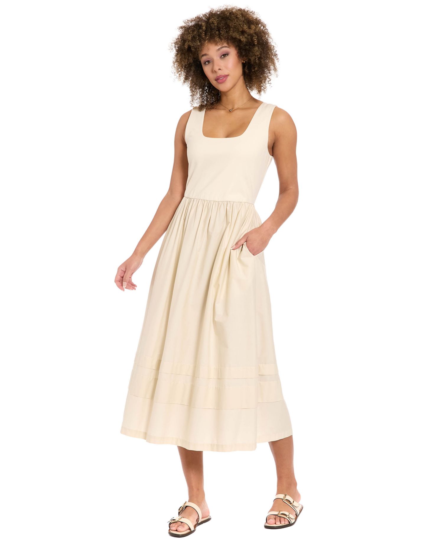 Women's Square Neck Midi Dress