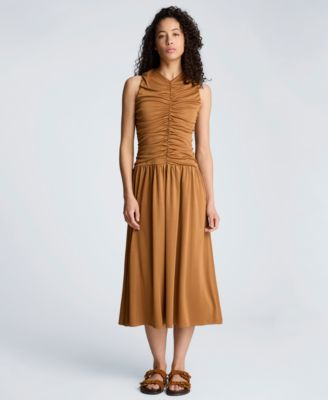 Women's Ruched A-Line Midi Dress