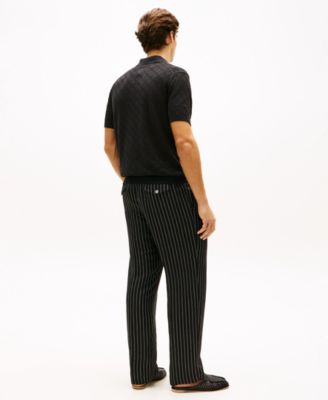 Men's Short-Sleeve Pointelle Pattern Polo Shirt