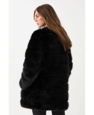 Women's Panelled Faux Fur Coat