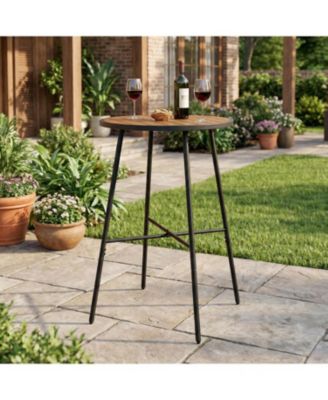 Patio Round Bar Height Table 41 Inch with Acacia Wood Top