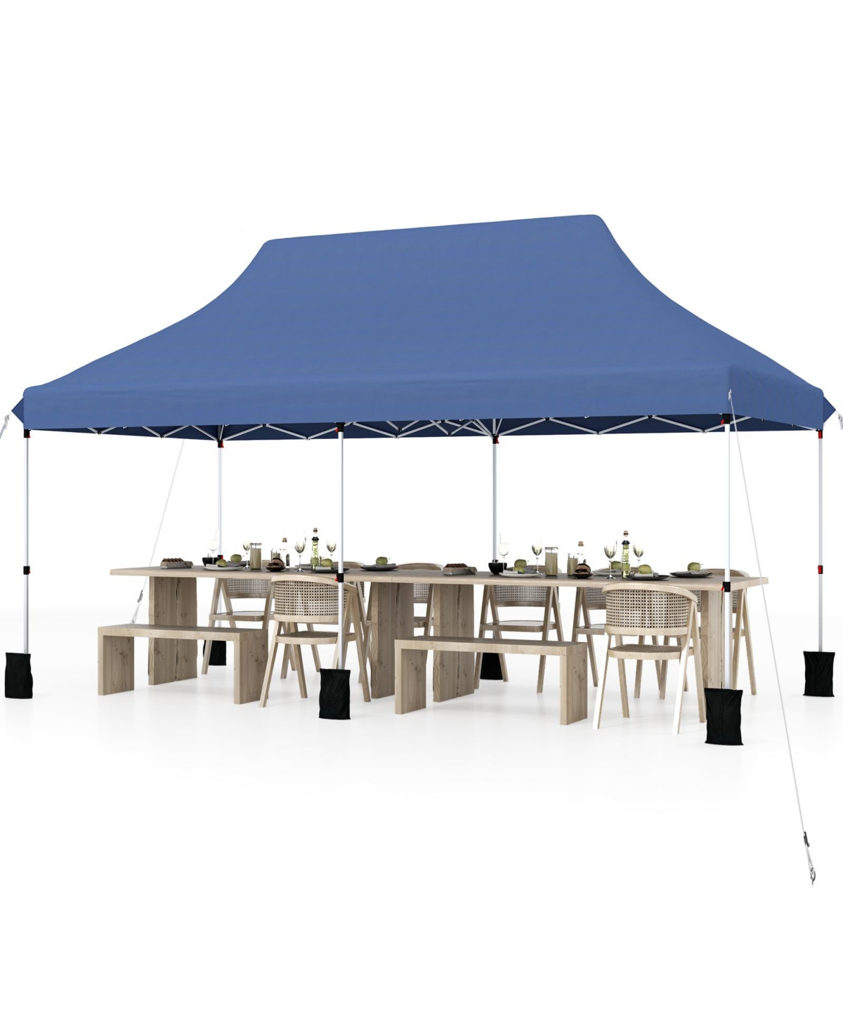 Mecale 10x20 ft Foldable Pop-Up Canopy Tent with Carry Bag for Outdoor Use