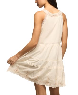 Women's Embroidered Drop Waist Mini Dress