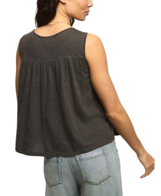 Women's Lace Yoke V-Neck Top